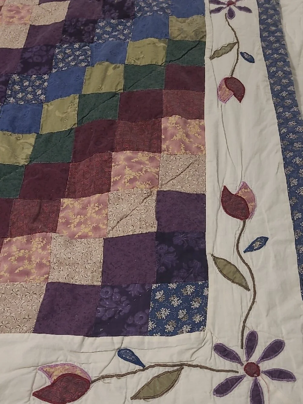 Multicolor Patchwork Quilt - Purple, Blue & Green